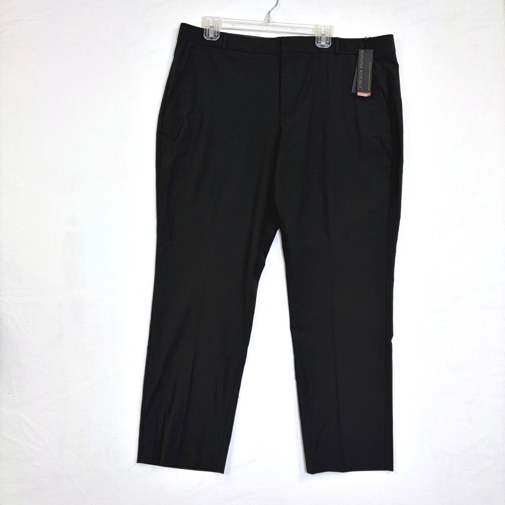 NEW Banana Republic Ryan Washable Italian Wool Pants Black Womens 16S NWT‎